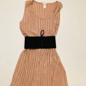 H&M pleated rose gold satin dress
